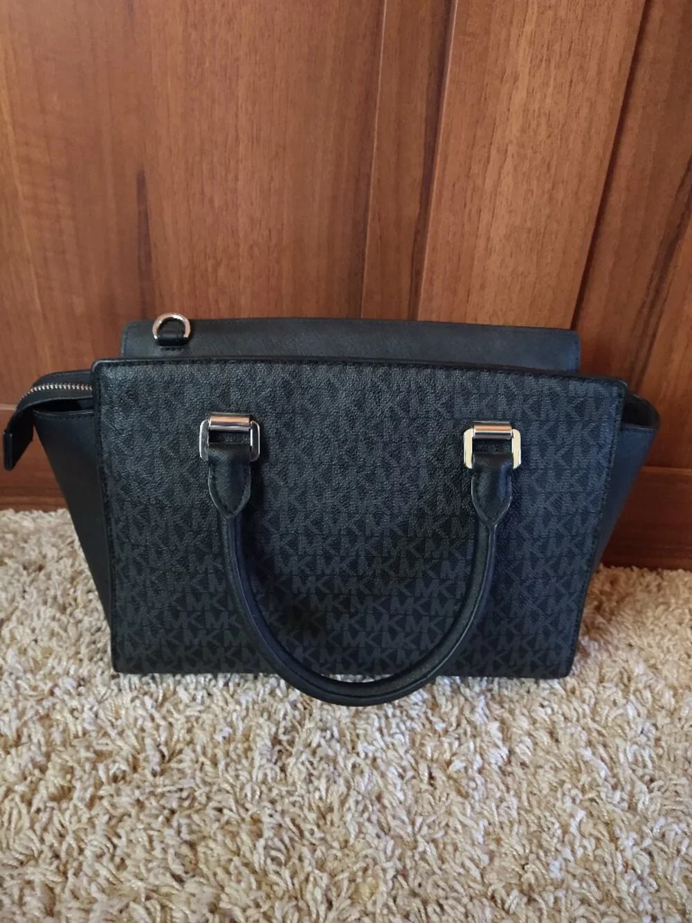 Michael Kors Black Studded Logo Satchel / Tote
